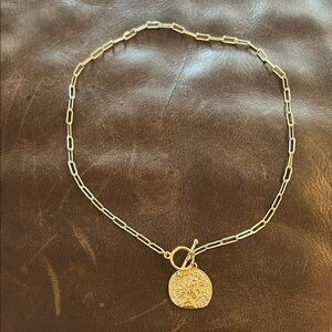 Gold Chain Necklace with Coin Pendant